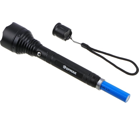 Фонарь Ермак 1 LED, 5 режимов, 2400мАч, зарядка 220-240В/12В, 5,6x5,6x24,5см, металл 224-096