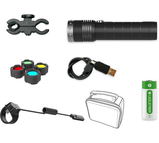 Светодиодный фонарь LED Lenser MT14 с аксессуарами, черный, 1000 лм 500924