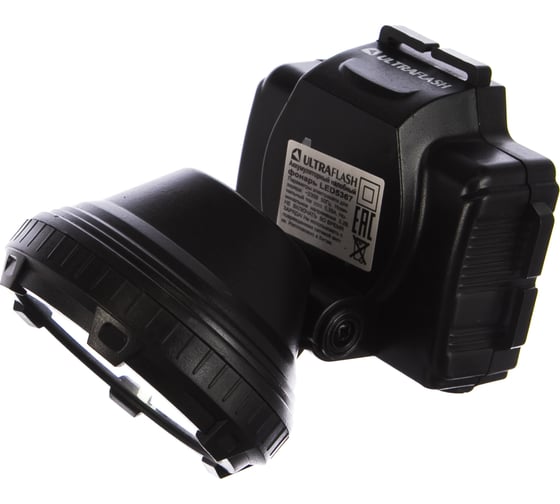 Налобный аккумуляторный фонарь UltraFlash LED5367 черный, 1,2 Вт LED+5SMD, 2 режима, пластик 13350