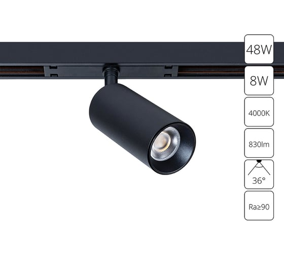 Потолочный светильник ARTE LAMP OPTIMA 48В 8Вт 830Лм 4000К 90 36 A72 A7260PL-1BK