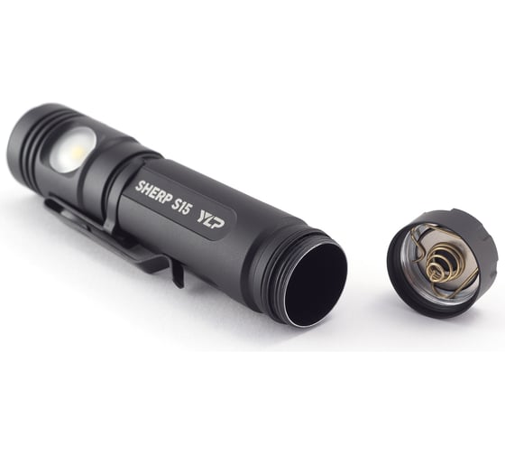 Фонарь ЯРКИЙ ЛУЧ YLP S15 Sherp CREE XM-L2 900лм + боковой XP-G3 200лм, IPX8, акк 2600mAh с встр. ЗУ 4606400105947