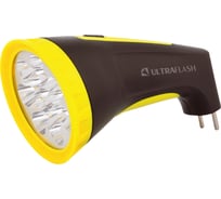 Аккумуляторный фонарь Ultraflash LED3815M 220В, черн/желт, 15 LED, 2 режима, SLA, пластик, коробка 12869