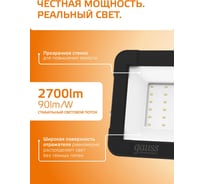 Светодиодный прожектор Gauss Elementary 30W 2690lm IP65 3000К черный 613527130