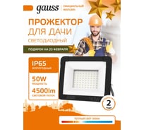 Светодиодный прожектор Gauss Elementary 50W 4490lm IP65 3000К черный 613527150