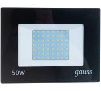 Светодиодный прожектор Gauss LED 50W 3350lm IP65 3000К черный 1/40 SQ613527150