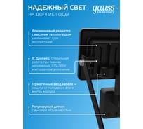 Светодиодный прожектор Gauss Elementary-S 10W 950lm 6500К IP65 черный с датчиком движения 628511310