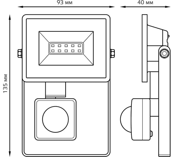 Светодиодный прожектор Gauss Elementary-S 10W 950lm 6500К IP65 черный с датчиком движения 628511310