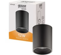 Накладной LED светильник Gauss 12W (черный/черный) 3000K 79x100мм HD028