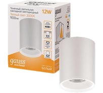 Накладной LED светильник Gauss 12W (белый/белый) 3000K 79x100мм, 1/10 HD030