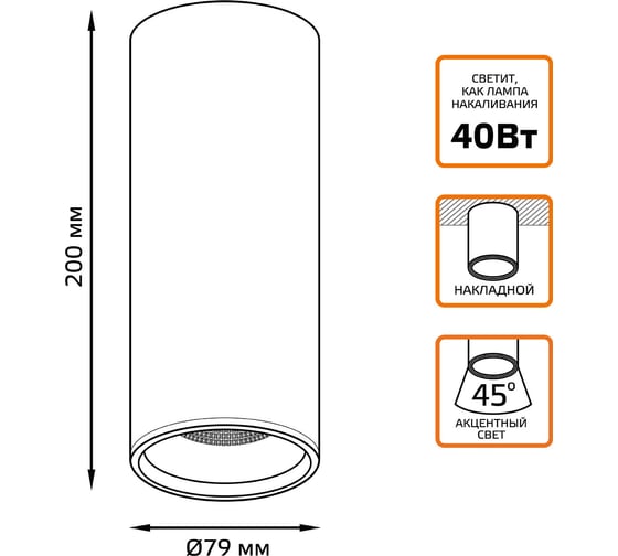 Накладной LED светильник Gauss 12W (белый/белый) 3000K 79x200мм, HD031