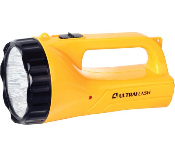 Аккумуляторный фонарь 220В, желтый, 9LED, 2 режима, SLA, пластик Ultraflash LED3816SM 12859