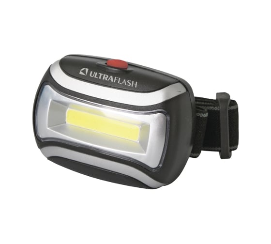 Налобный фонарь, черный, 3Вт COB LED, 3 режима, пластик Ultraflash LED5380 12870