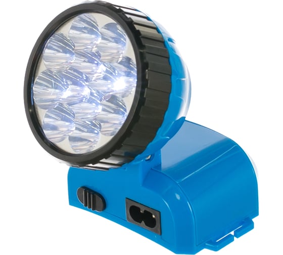Налобный аккумуляторный фонарь, 220В, голубой, 12LED, 2 режима, пластик Ultraflash LED5361 12420