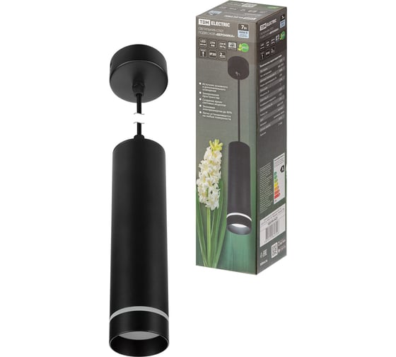 Подвесной светильник-спот TDM ELECTRIC LED, 7 Вт, 230 В, 50 Гц, 4000К, IP20, "Вероника", черный, SQ0356-0423