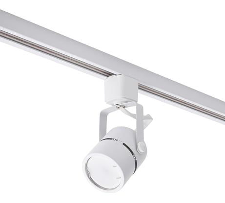 Трековый однофазный светильник truEnergy под лампу GU10, 60x155мм, металл, IP20, круг, белый 21104