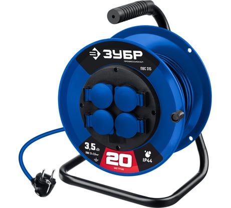 Силовой удлинитель на катушке ЗУБР ПВС 315 ПВС 3x1.5 20м 55081-20 55081-20_z01