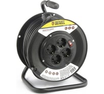 Силовой удлинитель на кабельной катушке DENZEL ПВС, 50м, 4 розетки, 16А 95906