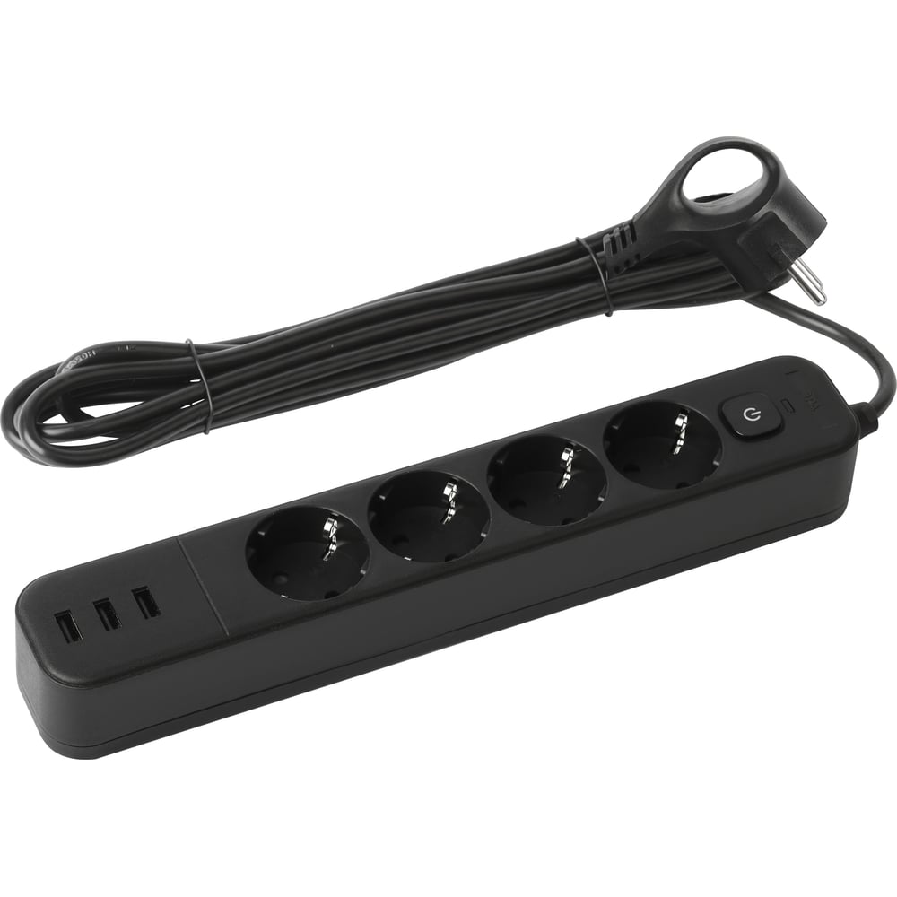 Сетевой фильтр ЭРА USF4es3m3xUSBAB с базовой защитой, с заземлением, с ...