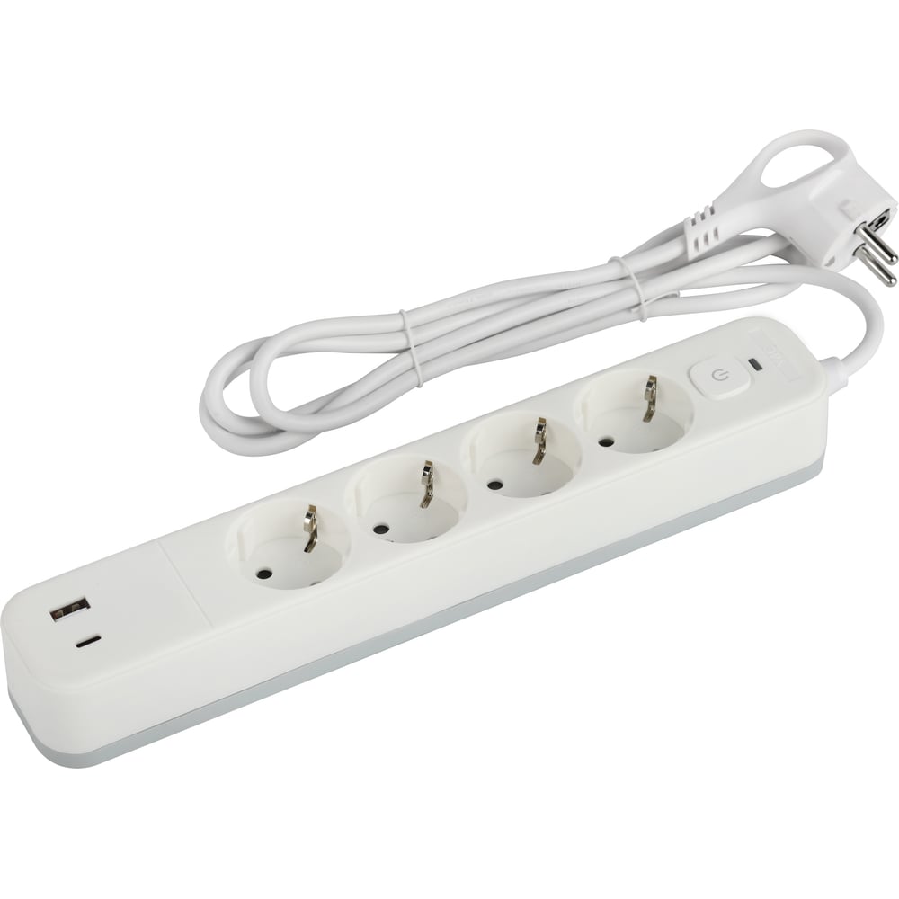 Сетевой фильтр ЭРА USF4es3m2xUSBACW с базовой защитой, с заземлением, с ...