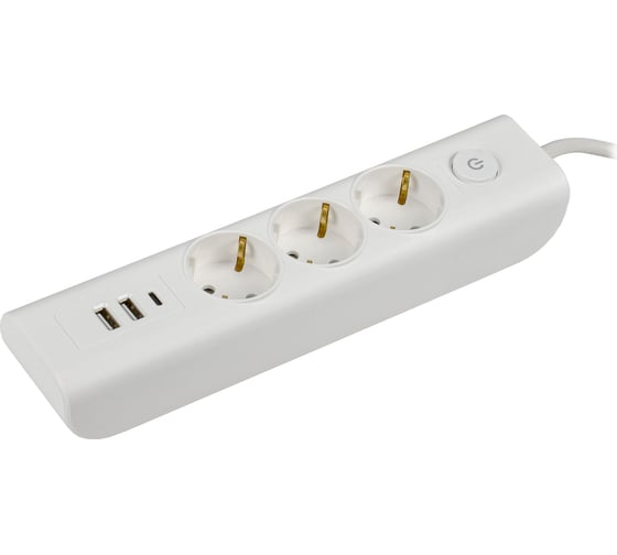 Удлинитель IEK Modern у03в с/з 2м 3x1мм2 16а/250в usbх3 бел. WYP12-16-03-02-ZKU-K01