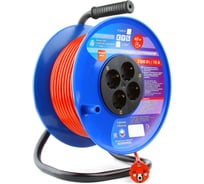 Силовой удлинитель на катушке Power Cube 16 А/3,5 кВт, 40 м, 4 розетки с/з PC-BG4-K-40