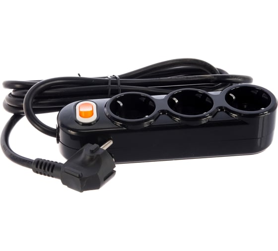 Удлинитель Power Cube PC 3м 3р с/з, с выкл. черн 16А/3,5кВт PC-Y-4-3S-3