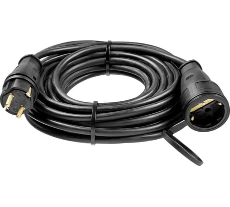 Удлинитель-шнур ЗУБР "КГ 325-Ш", 20 м, 4000 Вт, 1 гнездо, IP44, КГ 3х2,5 мм2, 55017-20