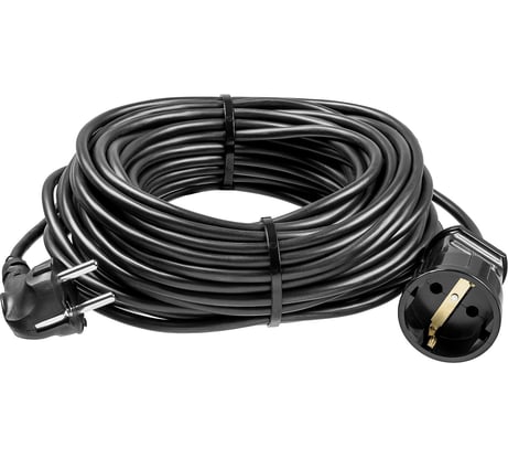 Удлинитель-шнур ЗУБР "ПВС 307-Ш", 20 м, 2500 Вт, 1 гнездо, ПВС 3х0,75 мм2, 55022-20