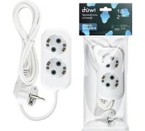 Удлинитель duwi 2 гнезда, без выключателя, с землей, 1,5 м 28616 5