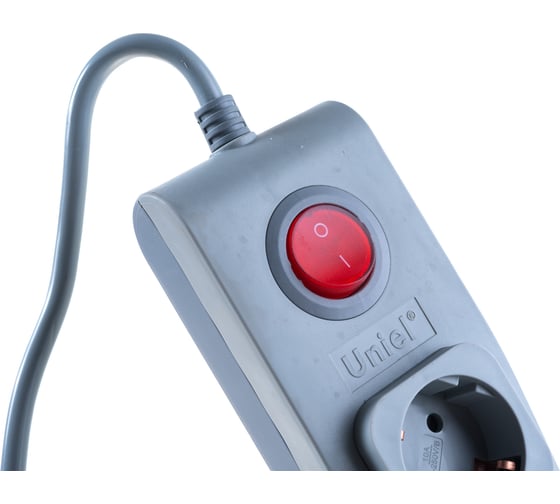 Сетевой фильтр Uniel Lux, 3м, Пвс 3х0,75, 4 гнезда, с/з, 1USB/1A. 10А S-GSL5-3U GREY UL-00001761