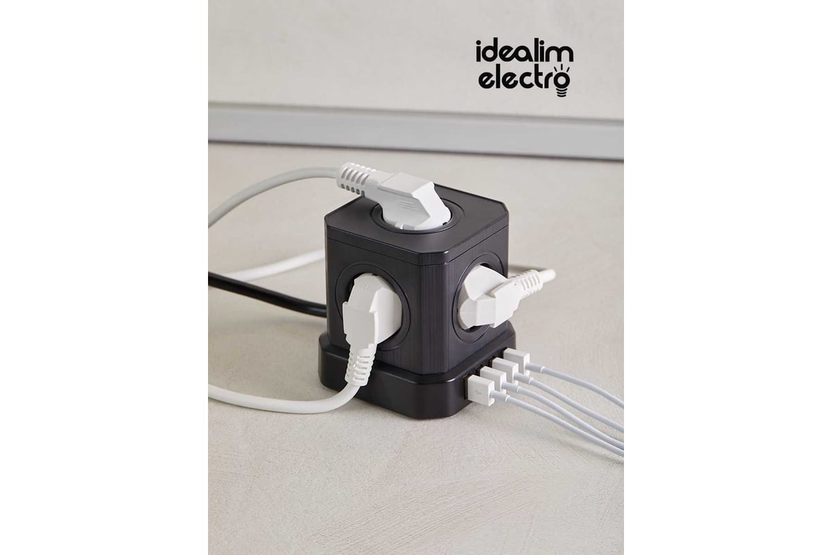 Куб idealim чёрный Cube-5r-4usb-2M-black - выгодная цена, отзывы,  характеристики, фото - купить в Москве и РФ