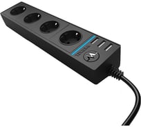 Розеточный блок Werkel W6514908 4-х местный + 3 USB черный a051459