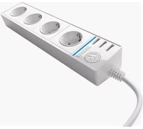 Розеточный блок 4-х местный + 3 USB WERKEL W6514901 белый a051460