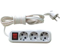 Удлинитель СПб УПП-5 белый ПВС, 3-0,75-81-3,2 м, с заземлением, 3 гнезда 99929180