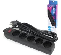 Сетевой фильтр КОСМОС 5м 5 гнезд, пвс 3х0,75мм2, черный 472211