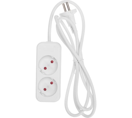 Удлинитель REXANT STANDARD 2 гнезда, 2х1,0мм2, б/з, 1,5 м, белый 13-4000