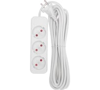 Удлинитель REXANT standard 3 гнезда, 5м, 2x1,0мм2, б/з, белый 13-4008