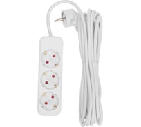 Удлинитель REXANT standard 3 гнезда, 5м, 3x1,0мм2, с/з, белый 13-4011