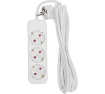 Удлинитель REXANT standard 3 гнезда, 3м, 3x1,0мм2, с/з, белый 13-4010