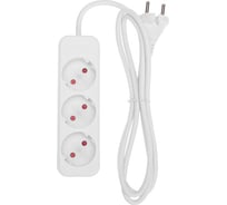Удлинитель REXANT standard 3 гнезда, 1,5м, 2x1,0мм2, б/з, белый 13-4006