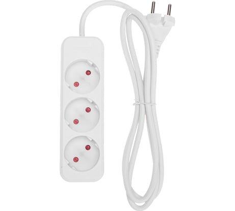 Удлинитель СТАНДАРТ 3 гнезда, 1,5м, 2x1,0мм2, б/з REXANT белый 13-4006