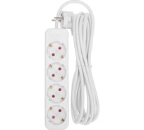 Удлинитель REXANT standard 4 гнезда, 3м, 3x1,0мм2, с/з, белый 13-4026