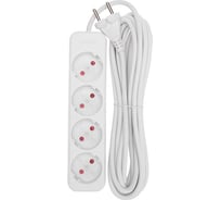 Удлинитель REXANT standard 4 гнезда, 5м, 2x1,0мм2, б/з, белый 13-4025