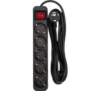 Удлинитель REXANT STANDARD 5 гнезд, 3x1,0мм2, с/з, с выключателем, 5 м, черный 13-4039