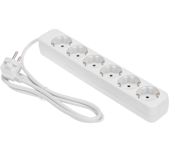 Удлинитель REXANT STANDARD 6 гнезд, 1,5 м, 3x1,0мм2, с/з, белый 13-4043