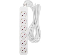 Удлинитель REXANT standard 6 гнезд, 5м, 3x1,0мм2, с/з, белый 13-4045