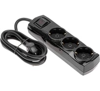 Удлинитель REXANT PREMIUM 3 гнезда, 3x1,5мм2, с/з, с выключателем, 1,5 м, черный 13-4106