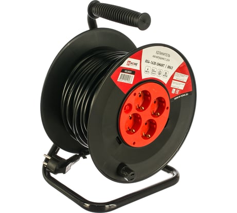 Удлинитель на катушке IN HOME RG4-1630-SMART с термозащитой 4-х местный с заземляющим контактом 16А 30м 8863 4690612010588