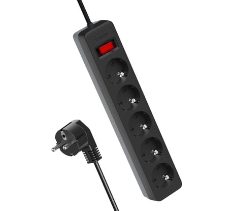 Удлинитель с сетевым фильтром КОСМОС 5х1.8м с заземл. 10А IP20 2.2кВт 3х0.75 FKsm1.8m-5g(B)