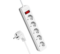 Удлинитель с сетевым фильтром КОСМОС 5х3м с заземл. 10А IP20 2.2кВт 3х0.75 FKsm3m-5g(W)